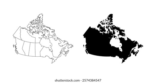 Territorial Map of Canada on Black Colour