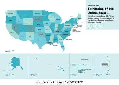 Territories of the United States To Scale Map