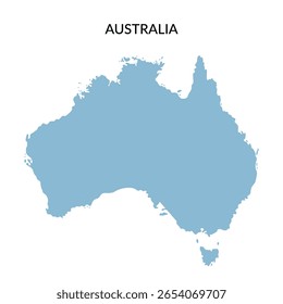 Território da Austrália continente em estilo plano isolado no fundo branco. Clipart de vetor.