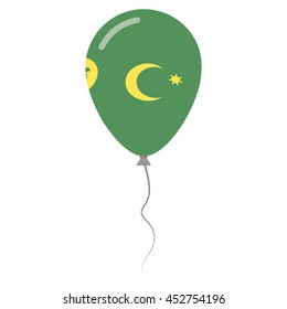 Territory of the Cocos Islands national colors isolated baloon on white background. Independence day patriotic poster. Flat style flag balloon. National day vector illustration.