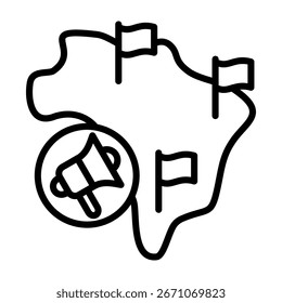 Ilustración vectorial de estilo de línea de icono de territorio