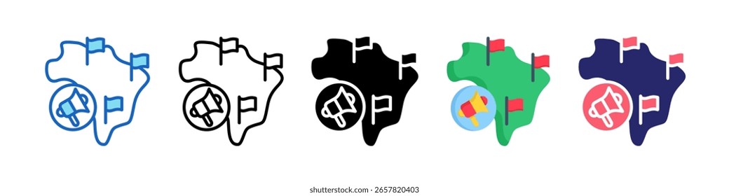 Ícone De Território Conjunto De Estilos Múltiplos.