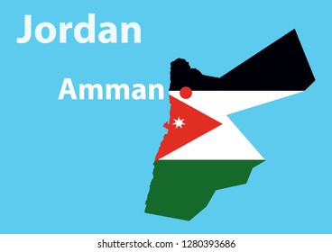 territory map and flag of Jordan