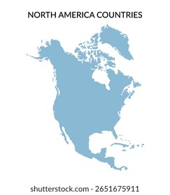 Território dos países da América do Norte em estilo plano isolado no fundo branco. Clipart de vetor.