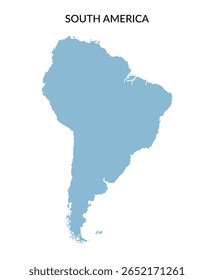 Território do continente da América do Sul em estilo plano isolado no fundo branco. Clipart de vetor.