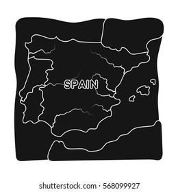 Territory of Spain icon in black style isolated on white background. Spain country symbol stock vector illustration.