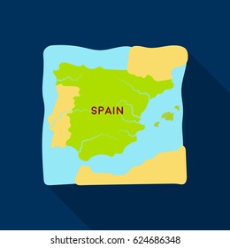 Territory of Spain icon in flate style isolated on white background. Spain country symbol stock vector illustration.