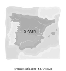 Territory of Spain icon in monochrome style isolated on white background. Spain country symbol stock vector illustration.