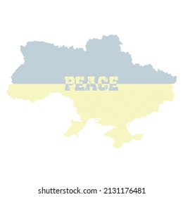 Territory Ukraine with flag colors blue yellow saying peace on the middle side design vector illustration