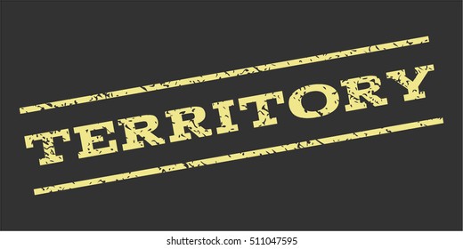 Territory watermark stamp. Text caption between parallel lines with grunge design style. Rubber seal stamp with dust texture. Vector khaki yellow color ink imprint on a gray background.