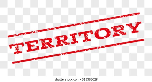Territory watermark stamp. Text caption between parallel lines with grunge design style. Rubber seal stamp with dirty texture. Vector red color ink imprint on a chess transparent background.