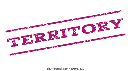 Territory watermark stamp. Text tag between parallel lines with grunge design style. Rubber seal stamp with dirty texture. Vector purple color ink imprint on a white background.