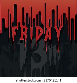 Terror background with blood and text Friday Thirteen Vector