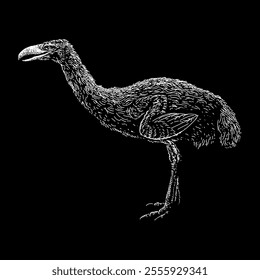 terror bird hand drawing vector isolated on black background.