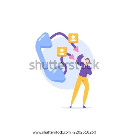 terror messages and threat calls. a man panics after receiving an attack over the phone from an unknown person. fraud mode and threats via phone. concept illustration design. graphic elements
