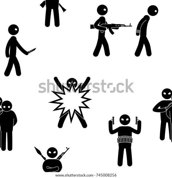 Terrorism Concept Set Terrorist People Terror Stock Vector (Royalty ...