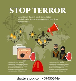 Terrorism Global Threat World Terror Group Terrorists Vector Illustration 