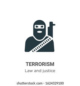 Terrorism glyph icon vector on white background. Flat vector terrorism icon symbol sign from modern law and justice collection for mobile concept and web apps design.
