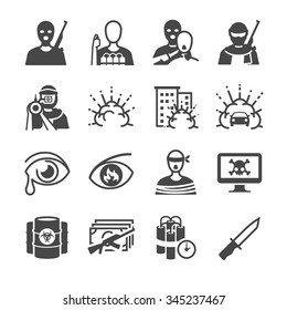 Terrorism Icon. Included The Icons As Bomber, Bomb, Terrorist, Cry, War, Violent And More.