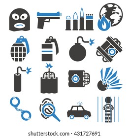 terrorism icon set