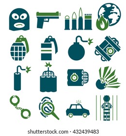 terrorism icon set