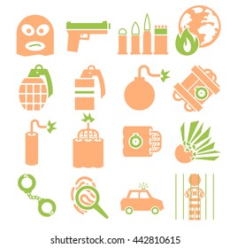 terrorism icon set