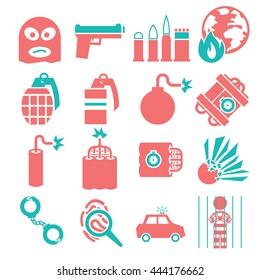 terrorism icon set