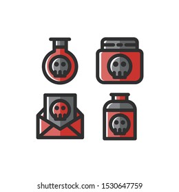 Terrorism icon set , Terror, Poison, Toxic, Bottle , Vector Illustration