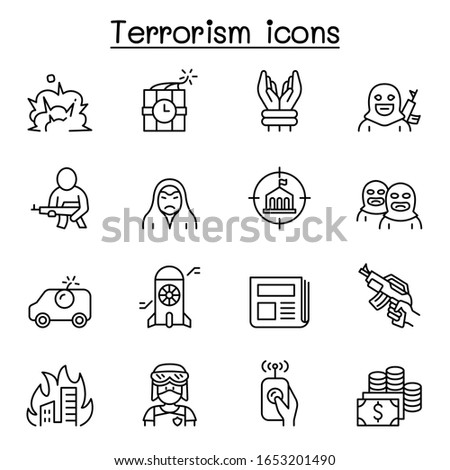 Terrorism icon set in thin line style