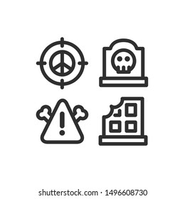 Terrorism icon set , War , Battle , Conflict, Graveyard, Danger, Disaster , Vector Illustration