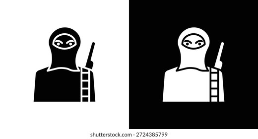 Icono de terrorismo ilustraciones gráficas planas simples. Vector de silueta blanco y negro