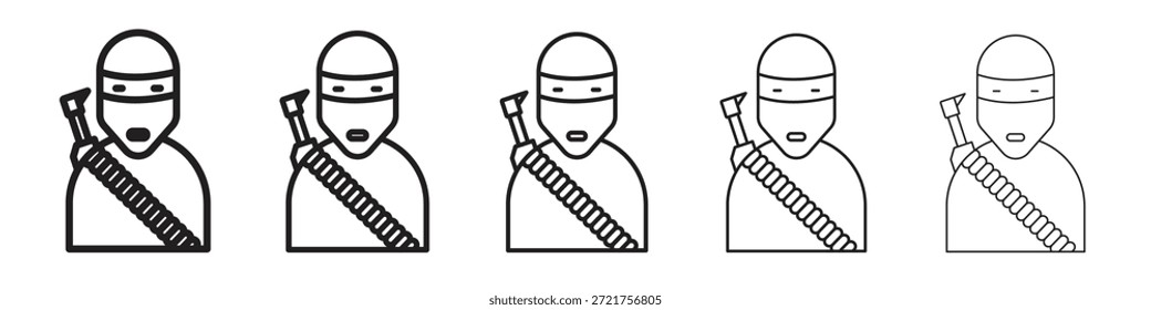 Icono del terrorismo. Estilo de contorno simple. Elementos gráficos.