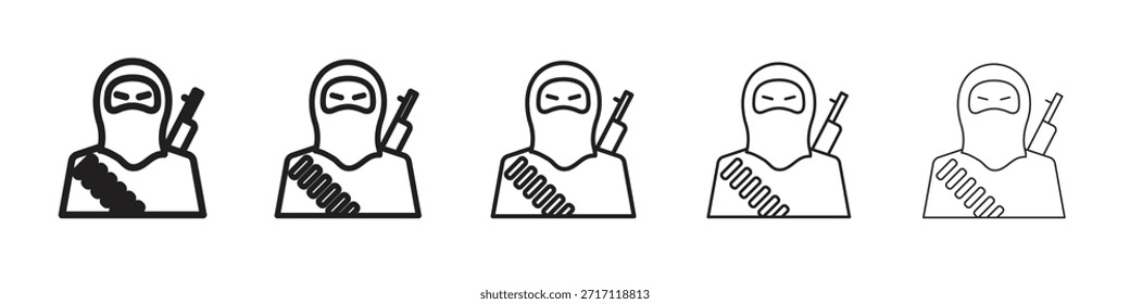 Terrorism icon symbol in thin line, Black outline and stroke style