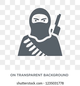 terrorism icon. Trendy flat vector terrorism icon on transparent background from law and justice collection. 