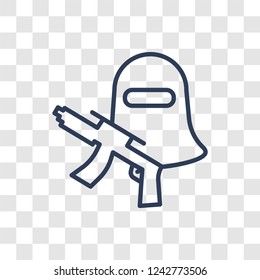 terrorism icon. Trendy linear terrorism logo concept on transparent background from law and justice collection