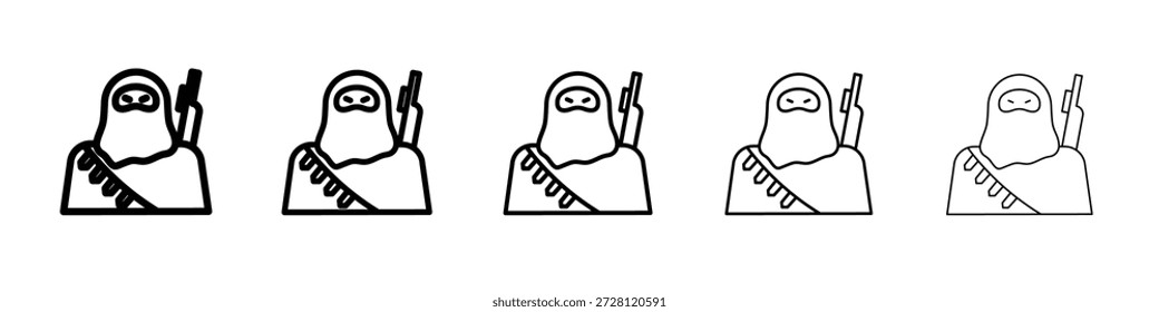 Vector de icono de terrorismo en pictograma lineal de trazo editable