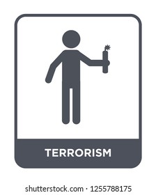 terrorism icon vector on white background, terrorism trendy filled icons from Law and justice collection, terrorism simple element illustration