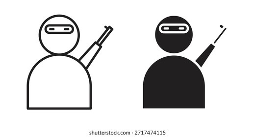 Ícones do terrorismo. Pixel perfeito. Ícone de contorno de vetor. Conceito de logotipo plano.