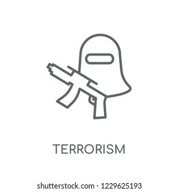 terrorism linear icon. Modern outline terrorism logo concept on white background from law and justice collection. Suitable for use on web apps, mobile apps and print media.