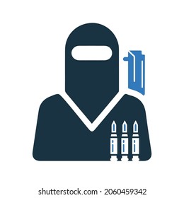 Terrorism, terrorist icon. Simple editable vector design isolated on a white background.