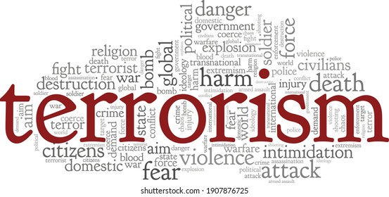 Terrorism vector illustration word cloud isolated on a white background.