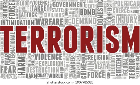 Terrorism vector illustration word cloud isolated on a white background.