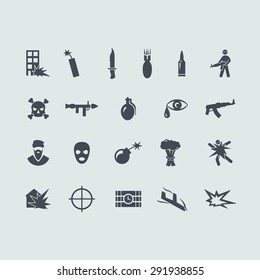 Terrorism Vector Set Of Modern Simple Icons