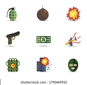 Ataque terrorista. Bomba. Violadores. Ilustración sobre el tema de los ataques terroristas