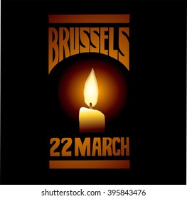 The terrorist attack in Brussels on 22 March.  Handwritten with brush calligraphy. Typography design for cards, t-shirt, posters and social media content.illustration.