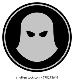 Terrorist Balaklava Black Coin Icon. Vector Style Is A Flat Coin Symbol Using Black And Light Gray Colors.