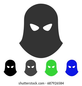 Terrorist Balaklava flat vector pictogram. Colored terrorist balaklava gray, black, blue, green pictogram variants. Flat icon style for application design.
