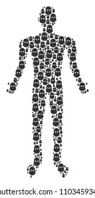Terrorist balaklava man figure. Vector terrorist balaklava icons are grouped into person combination.