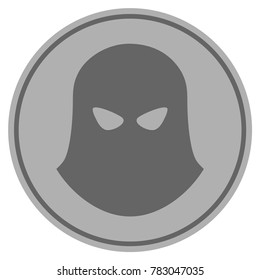 Terrorist Balaklava Silver Coin Icon. Vector Style Is A Silver Gray Flat Coin Symbol.