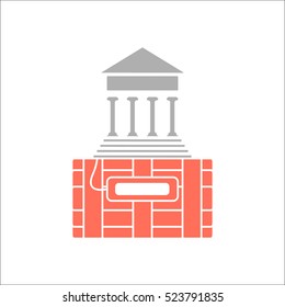 Terrorist bomb building sign flat icon on background